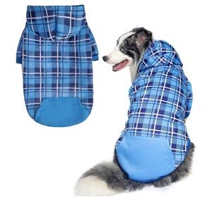 Plaid Dog Hoodie with pockets and removeable hoodie
